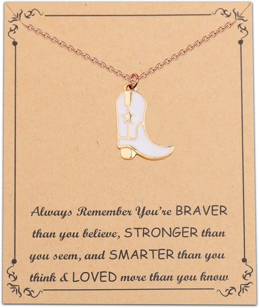 FUSTMW Cowgirl Boot Necklace Horse Lovers Gifts Equestrian Gifts for Horse Rider Owners Gifts Cow... | Amazon (US)