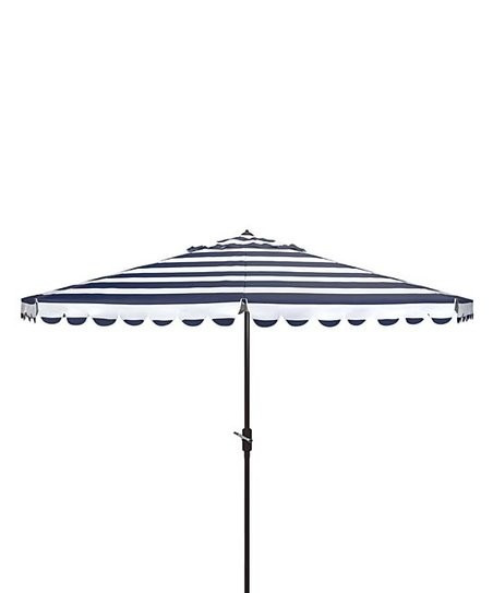 Navy & White Stripe Scallop-Trim Outdoor Umbrella | Zulily