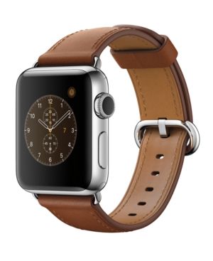 Apple Watch Series 2 38mm Stainless Steel Case with Saddle Brown Classic Buckle | Macys (US)