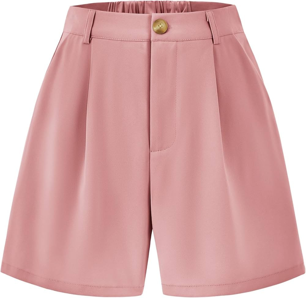 KIRUNDO Women's Shorts 2024 Trendy Summer Dressy Elastic High Waisted Pleated Business Casual Wor... | Amazon (US)