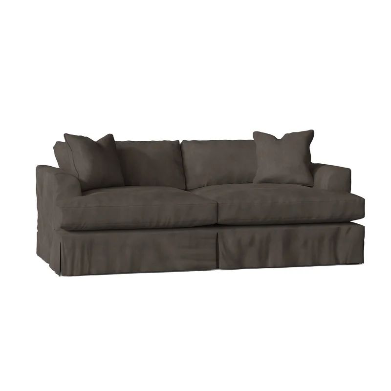 Lucia 93'' Cotton Recessed Arm Slipcovered Sofa with Reversible Cushions | Wayfair North America
