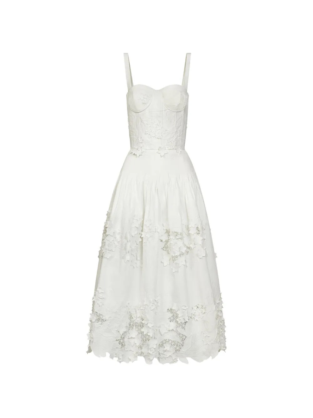 Oscar De La Renta Abito Midi Con Fiori | Bianco | FARFETCH IT | Farfetch Global
