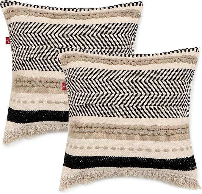 REDEARTH Textured Throw Pillow Cases-Woven Tufted Decorative Farmhouse Cushion Covers Set for Cou... | Amazon (US)