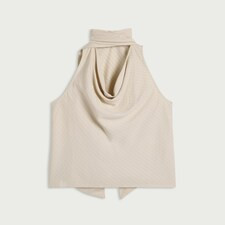 F&F Pinstriped Cowl Neck Scarf Co-Ord Top in Cream | Tesco F&F