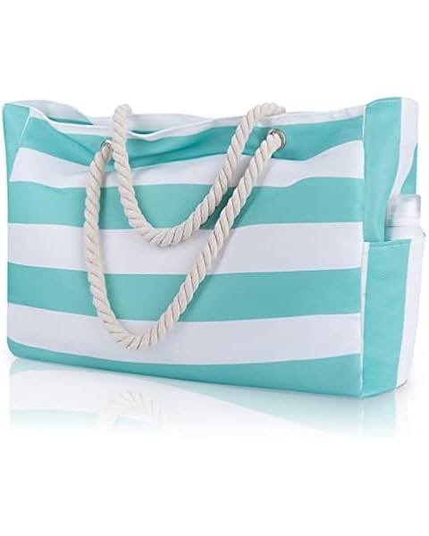 Beach Bags for Women, Large Waterproof Beach Tote Bag with Zipper Beach Bags Waterproof Sandproof... | Amazon (US)