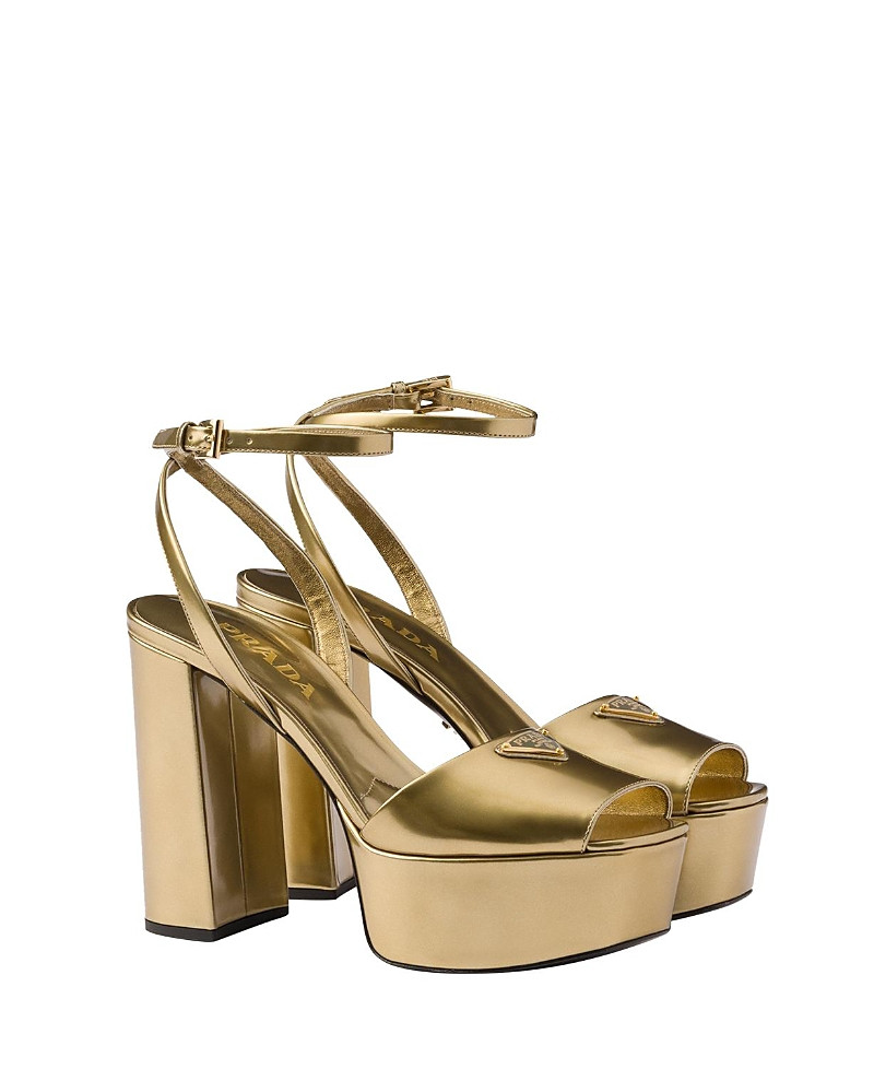 Prada Women's Metallic Leather Platform Sandals | Bloomingdale's (US)