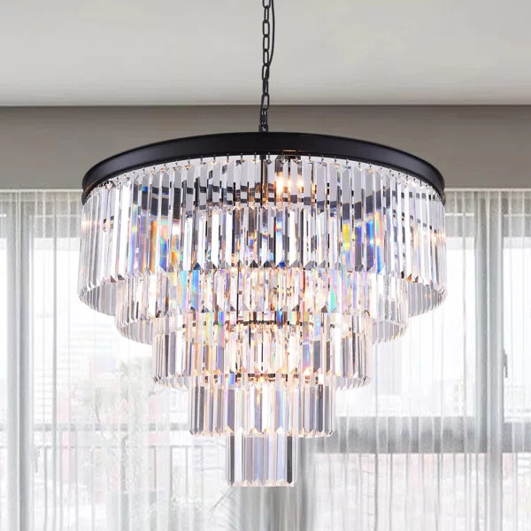 Hallum 12 - Light Dimmable Tiered Chandelier with Crystal Accents | Wayfair North America