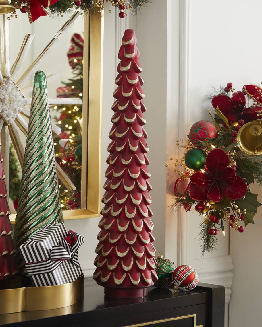 Neiman Marcus Shiny Red Tree w/ Golden Glitter, 31" | Neiman Marcus