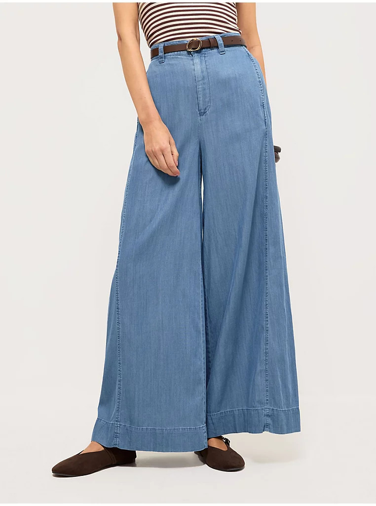 Mid Wash Palazzo Trousers | George