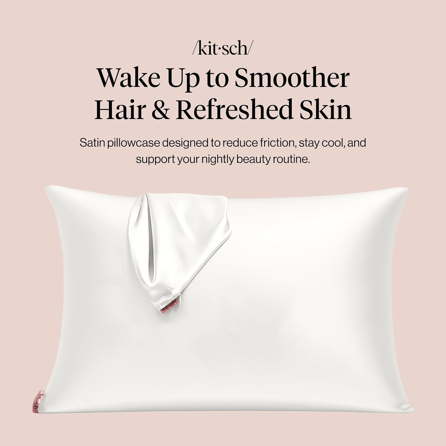 Kitsch Satin Pillowcase with Zipper for Hair & Skin, Softer Than Silk Pillow Cases Standard Size,... | Amazon (US)