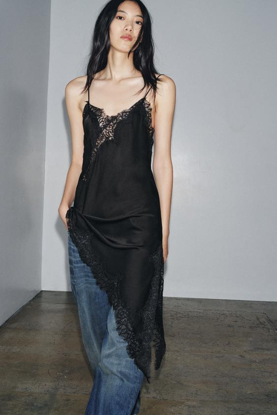 ZW COLLECTION ASYMMETRIC LACE DRESS | Zara US