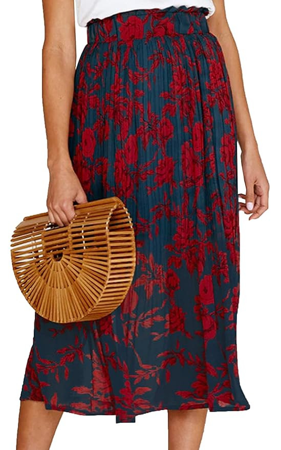 ECOWISH Womens Polka Dot Pockets Pleated Skirt Vintage Puffy Swing Casual Dress | Amazon (US)