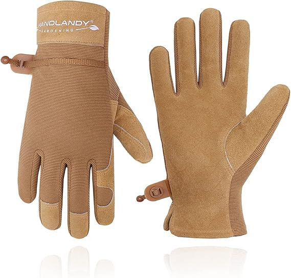 HANDLANDY Work Gloves for Women, Breathable Leather Gardening Glove for Yard Maintenance, Hand Pr... | Amazon (US)