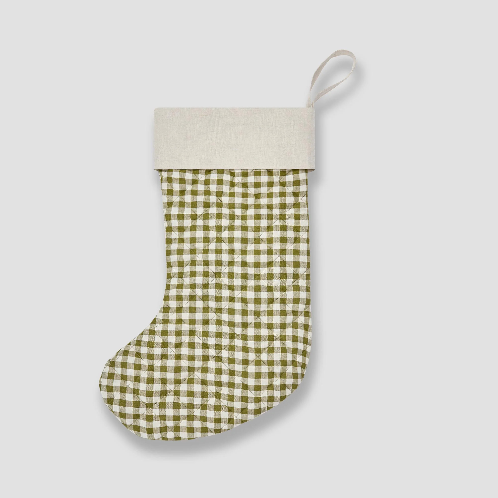 Botanical Green Gingham Christmas Stocking | Piglet