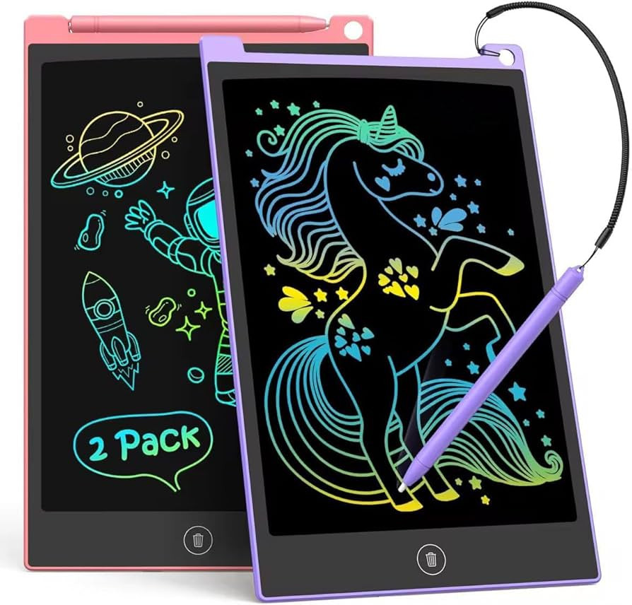 TECJOE 2 Pack 10 Inch LCD Writing Tablet, Colorful Doodle Board Electronic Drawing Pads, Kids Tra... | Amazon (US)