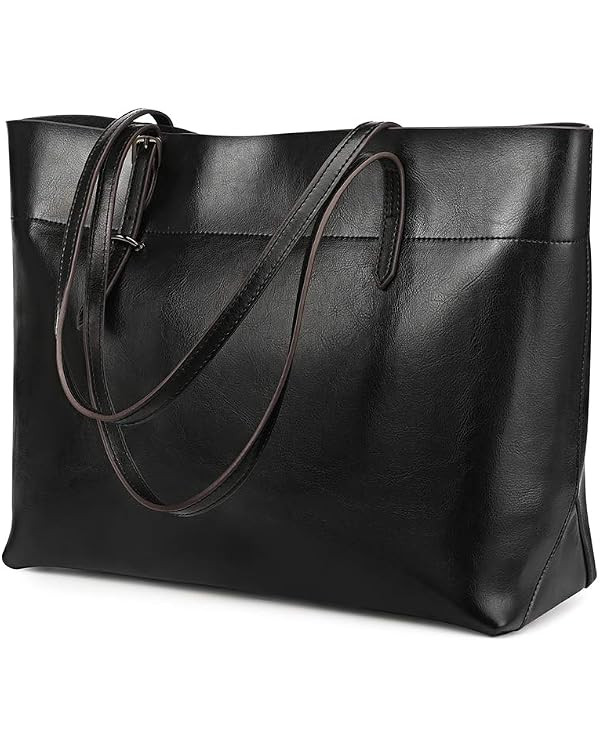 Kattee Vintage Genuine Leather Tote Shoulder Bag for Women Satchel Handbag with Top Handles | Amazon (US)