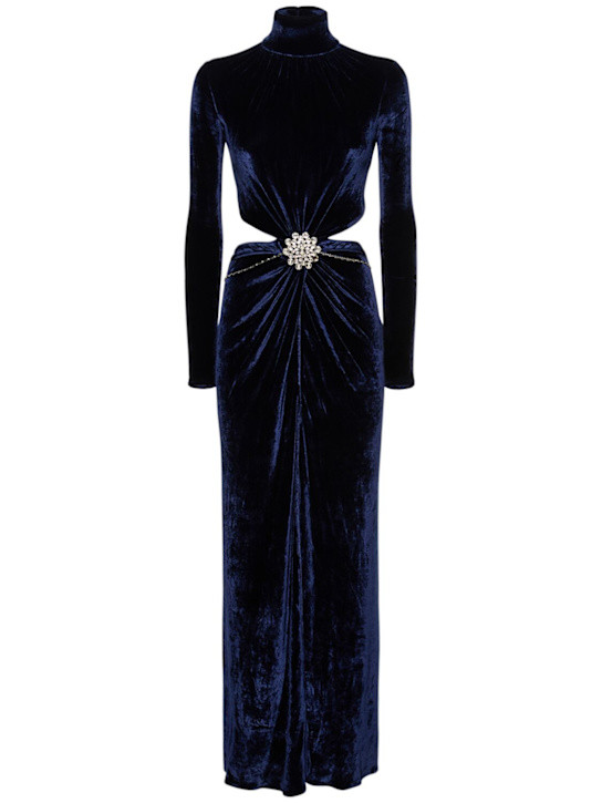 Velvet draped turtleneck long dress - Rabanne - Women | Luisaviaroma | Luisaviaroma