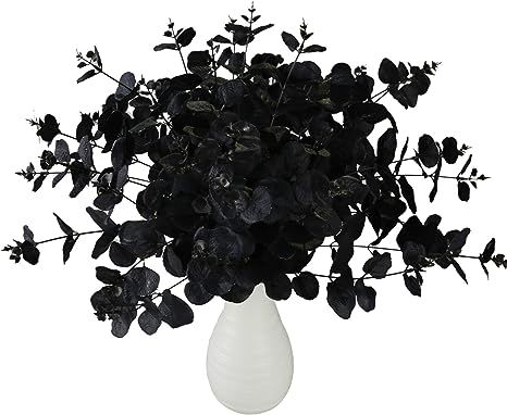 Greentime 2 Pack Black Fake Flowers Artificial Eucalyptus Stems Bouquet with 20 Branches 18.5 Inc... | Amazon (US)