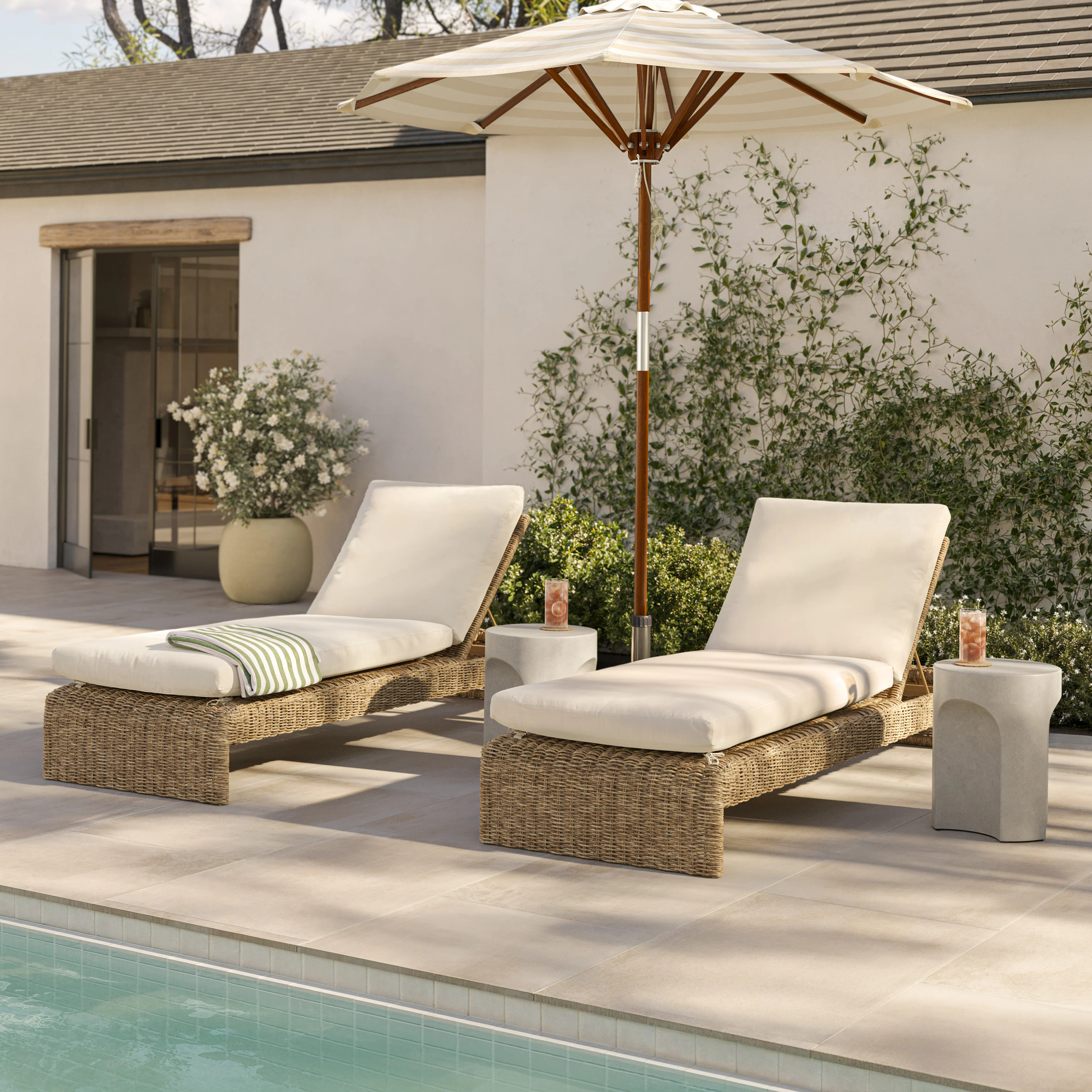 Willa 81" Outdoor Wicker Chaise Lounge - Dravite Ivory | Article