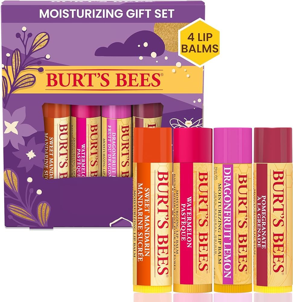 Burt's Bees Christmas Gifts, 4 Lip Balm Stocking Stuffers Products, Beeswax Bounty Set - Pomegran... | Amazon (US)