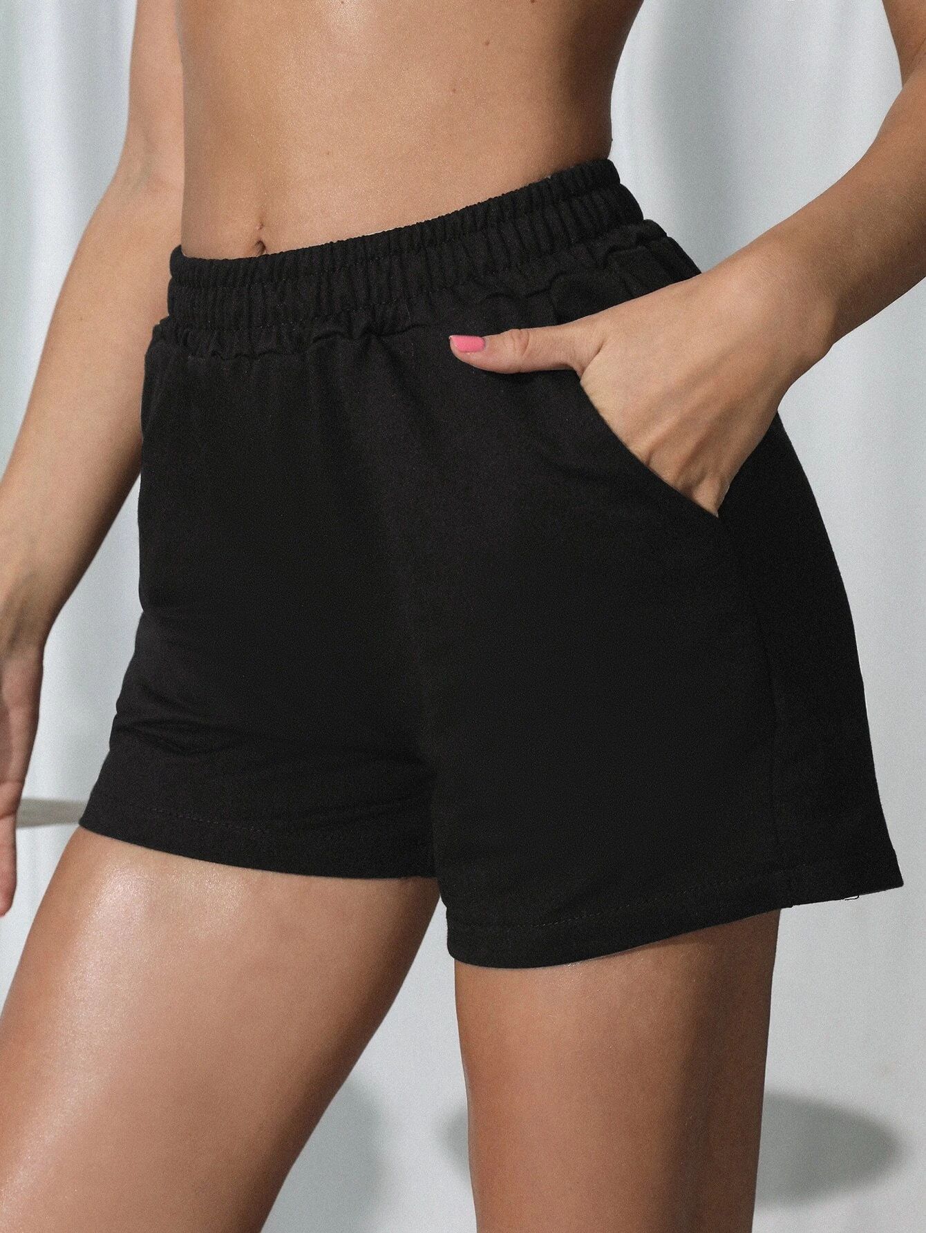 Elastic Waist Solid Shorts | SHEIN