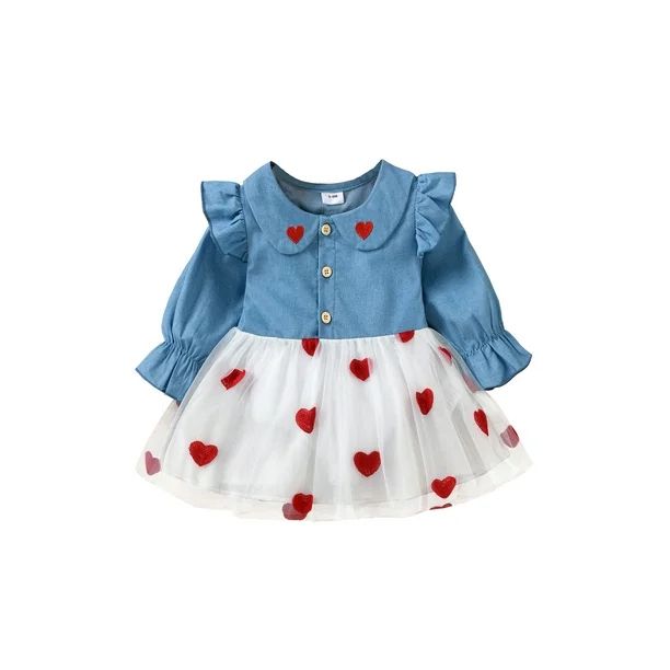 SUNSIOM Kids Toddler Baby Girl Valentine 's Day Outfit Dress Heart-Shaped Mesh Princess Dress Tut... | Walmart (US)