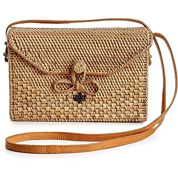 Novum Crafts Round Rattan Bag for Women - Handmade Ata Wicker Woven Purse - Circle, Square, Oval ... | Amazon (US)