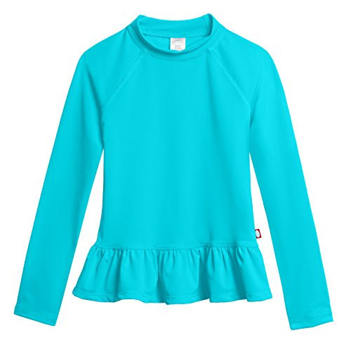 City Threads Little Girls' Solid Rashguard Swimming Tee for The Beach or Pool Peplum Sun Protection SPF50+ Swim Tee for The Beach or Pool, Turquoise, 2T | Amazon (US)
