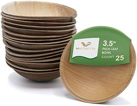 Amazon.com: VerTerra 100% Compostable Palm Leaf Bowl 3.5-inch Round Disposable Dipping Bowls, Hea... | Amazon (US)