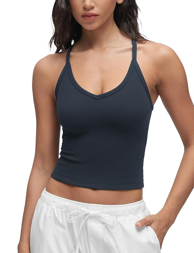 CRZ YOGA Butterluxe Soft Double Lined V Neck Camisole Tops for Women Casual Racerback Yoga Tight ... | Amazon (US)