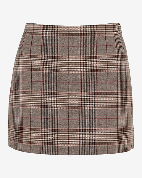 Super High Waisted Plaid Mini Skort | Express