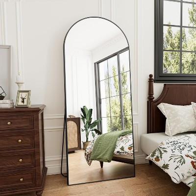 Black 27"X 71" Oversized Arched Black Full Length Mirror Arched Wall Mirror,Extra Large Full Length Mirror,Floor Body Mirror With Stand-The Pop Home | Target