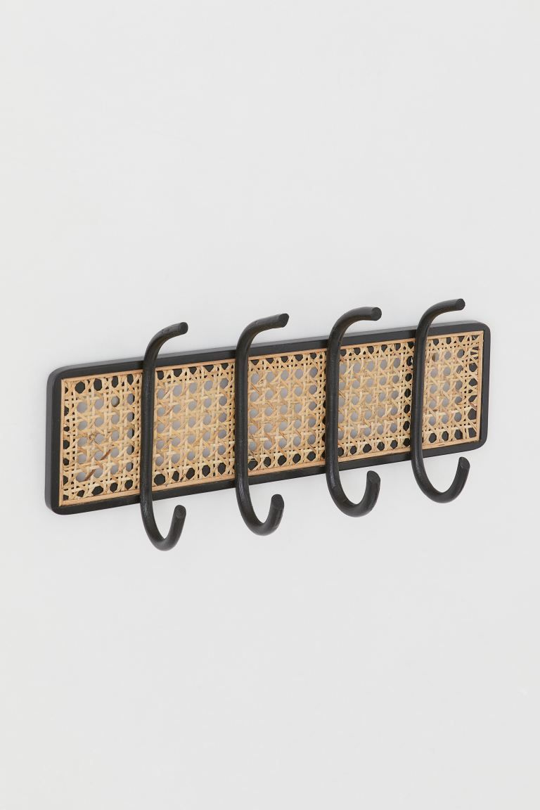 Rattan hanger rack with a wooden frame and four wooden hooks. Two holes for hanging. Screws not i... | H&M (US + CA)