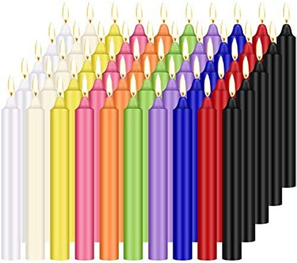 YIIA 100 pcs Unscented Assorted Colors Mini Taper Candle | 4" Tall x 1/2" Diameter | Great for Ca... | Amazon (US)
