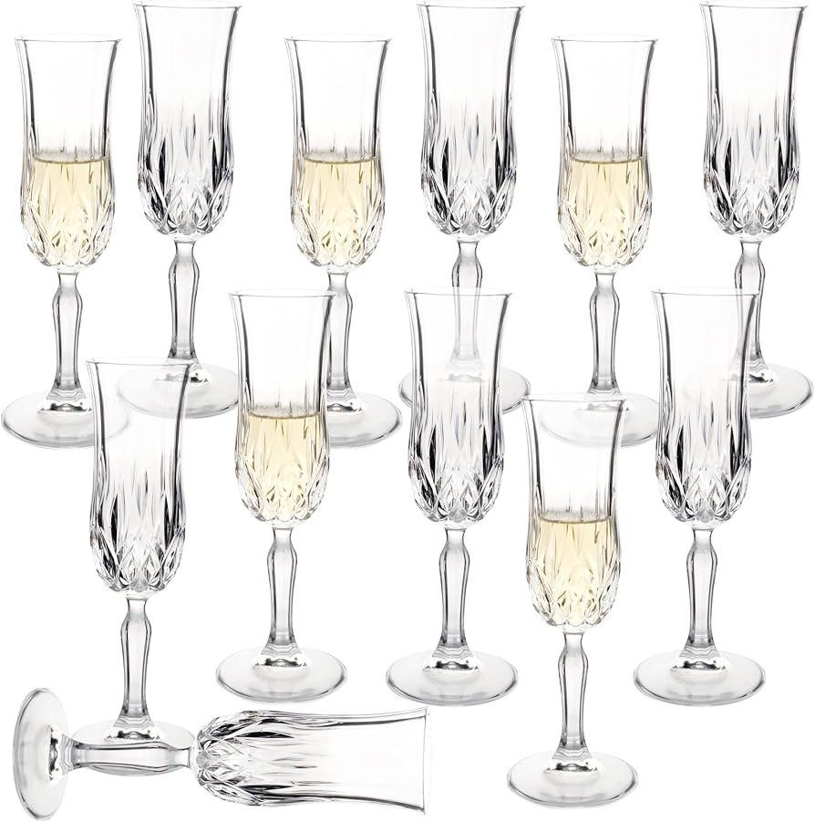 4.4Oz Vintage Champagne Glasses Set of 12 Crystal Dishwasher Safe | Amazon (US)