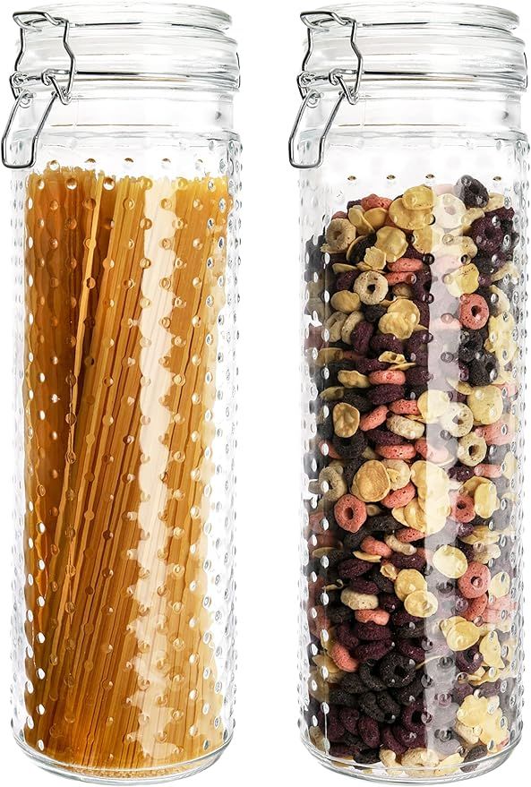 Yesland 2 Pcs 60 Oz Glass Food Storage Jar Canister with Airtight Seal Lid - Large Noodle Holder ... | Amazon (US)