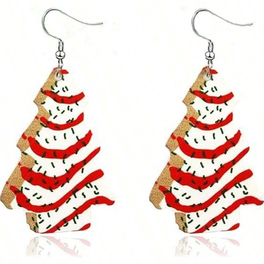 Cute Christmas Earrings For Women Christmas Cake Tree Earrings Holiday Xmas Dangle Earrings Chris... | SHEIN