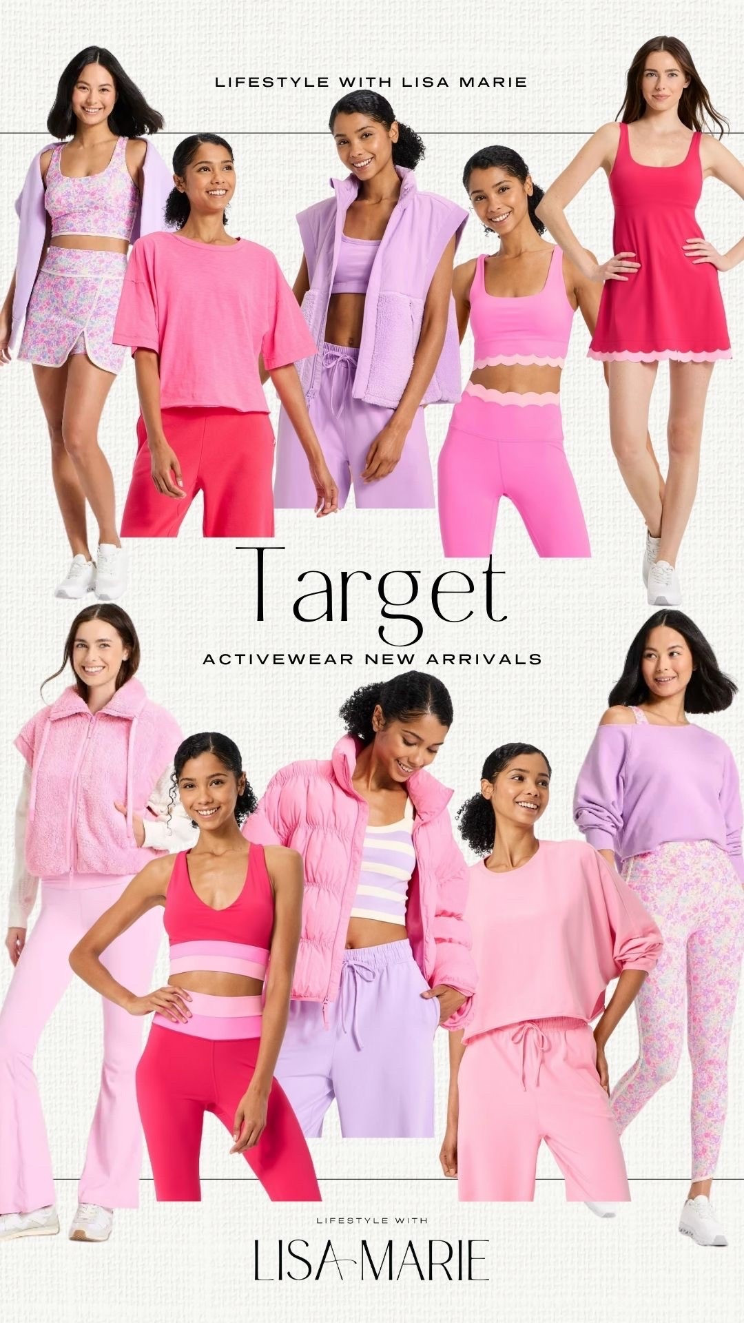 New arrivals from Target! New activewear for spring. Matching sets. Scalloped leggings. Off the shoulder tops. Dresses and skorts. Vests and puffer jackets. Pink and purple activewear. 

#LTKHoliday #LTKActive #LTKGiftGuide