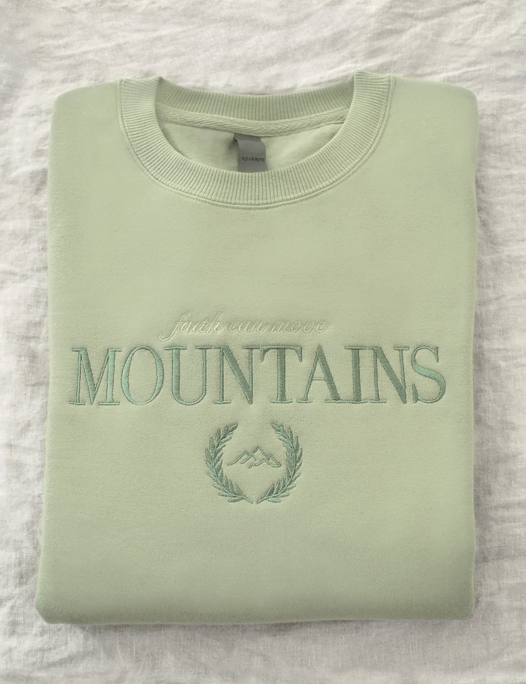 Faith Can Move Mountains sage Green Embroidered Sweatshirt, Faith Small as a Mustard Seed, Nature... | Etsy (US)