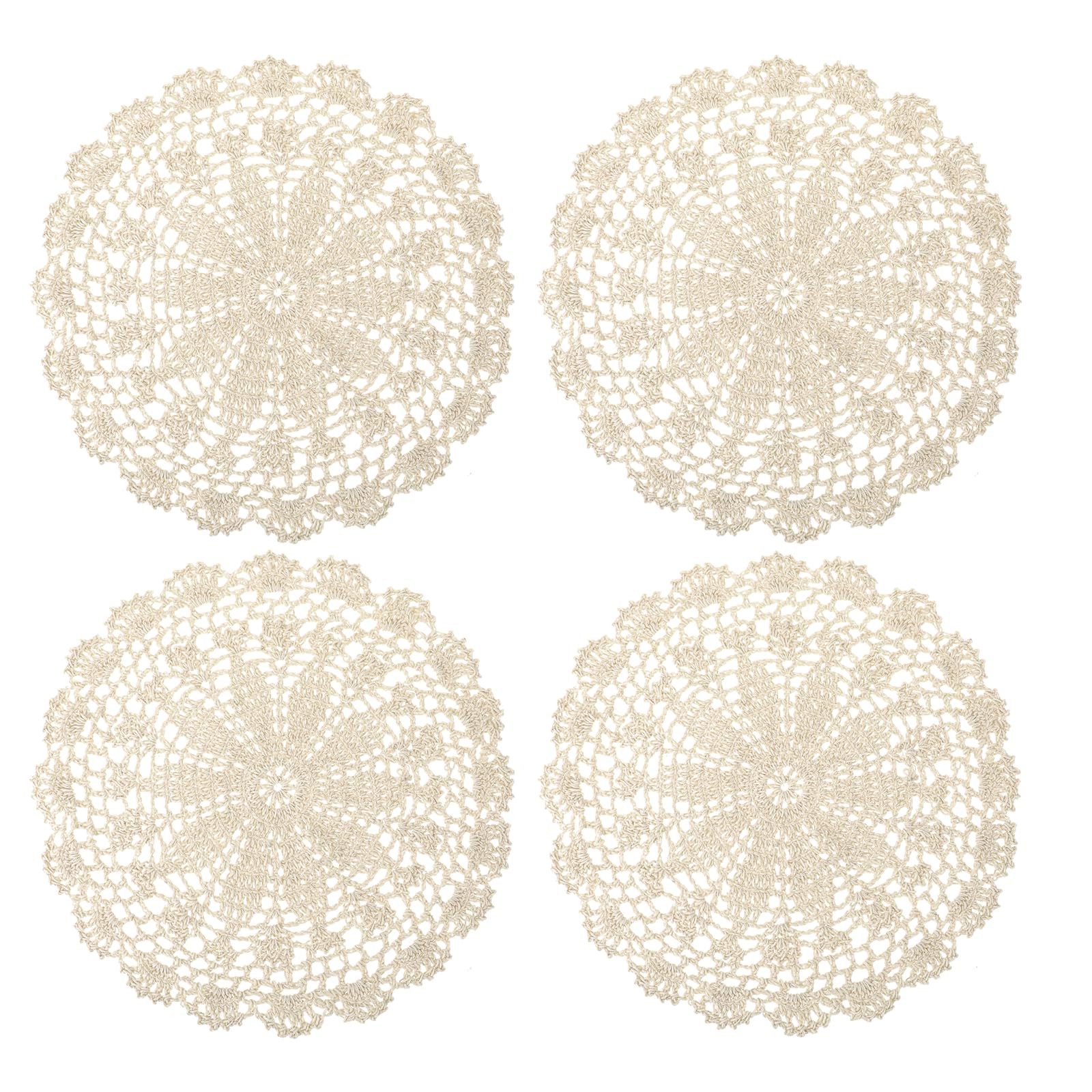 Crochet Doilies, 4 Pcs 10 Inch Beige Doilies for Tables Vintage Doilies for Furniture, Round Hand... | Amazon (US)