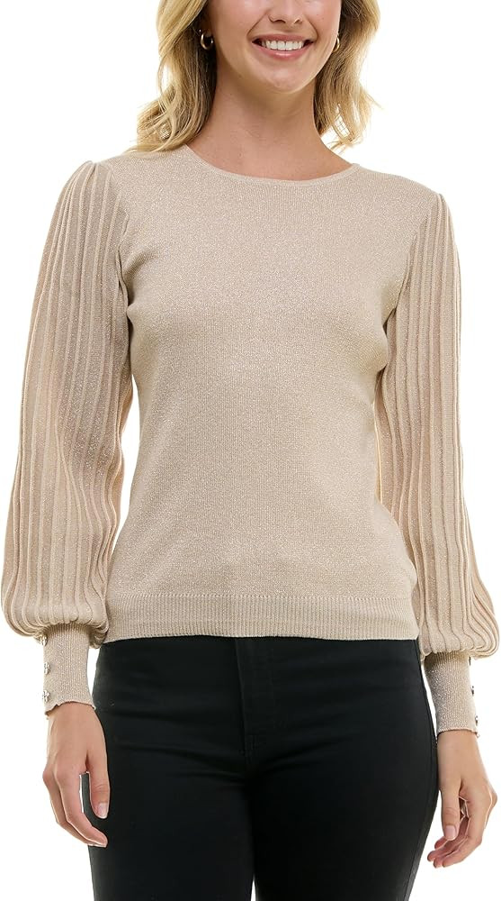 Nanette Nanette Lepore Women's Lurex Rib Sleeve Pullover Sweater | Amazon (US)