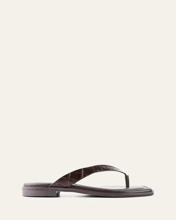 FRENCHIE FLAT SANDALS CHOCOLATE CROC | Jo Mercer (AU)