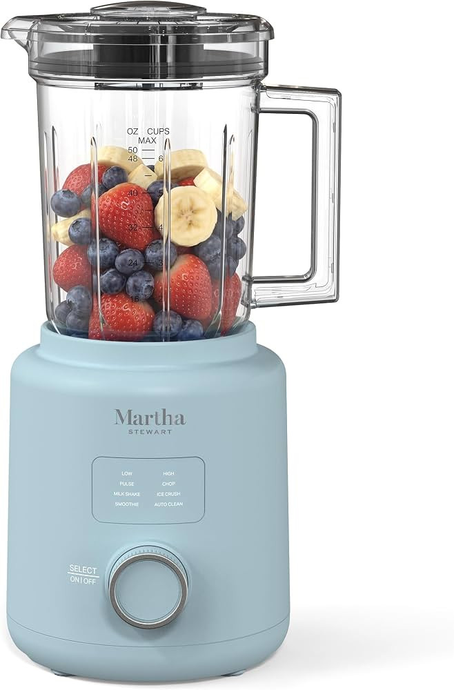 Martha Stewart Countertop Blender, 50oz Jar, 6 Stainless Steel Blades 3 Speeds & 5 Presets, Aut... | Amazon (US)