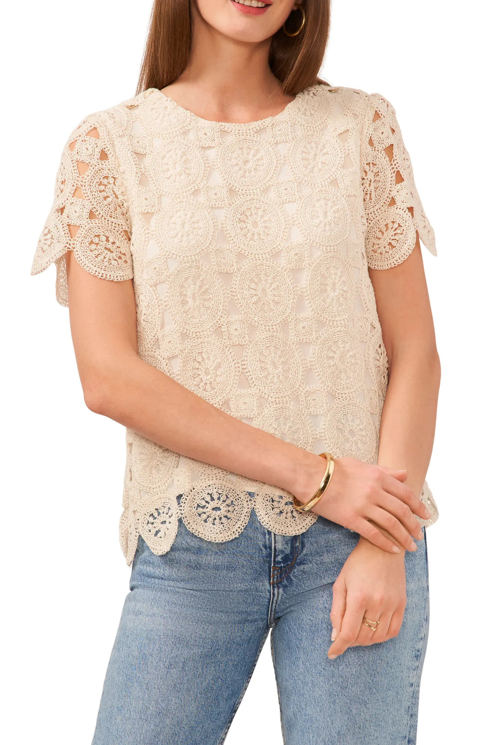 Vince Camuto Cotton Crochet Top | Nordstrom | Nordstrom