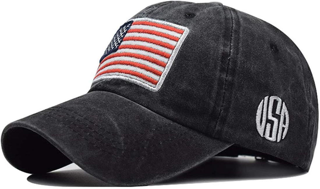 Mealah Men's American-Flag Baseball-Cap Embroidery - Washed Adjustable USA Dad Hat for Women | Amazon (US)