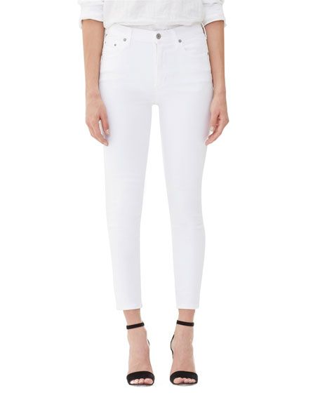Citizens of Humanity Rocket Crop High-Rise Skinny Jeans, White Sculpt | Neiman Marcus