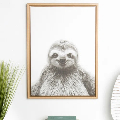 Kate and Laurel 'Sylvie Sitting Panda Black and White Portrait' Framed Photographic Print on Canv... | Wayfair North America