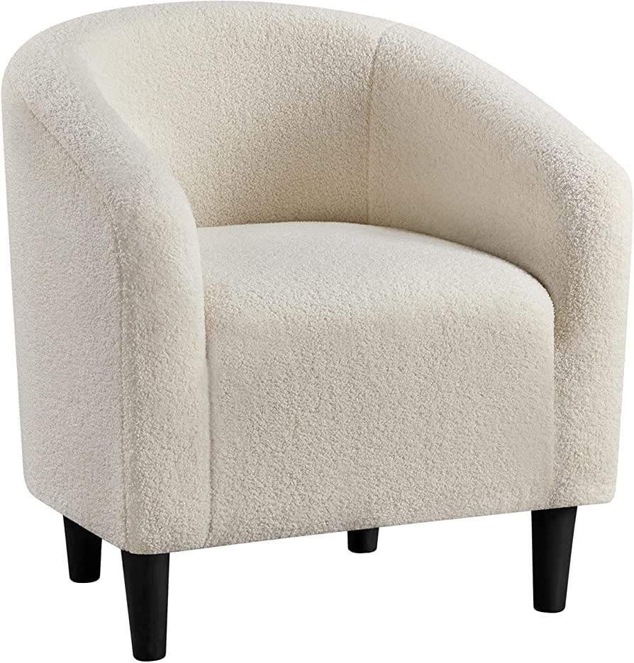 Yaheetech Accent Barrel Chair, Faux Fur Club Chair, Furry Sherpa Elegant and Cozy Chair, Soft Pad... | Amazon (US)