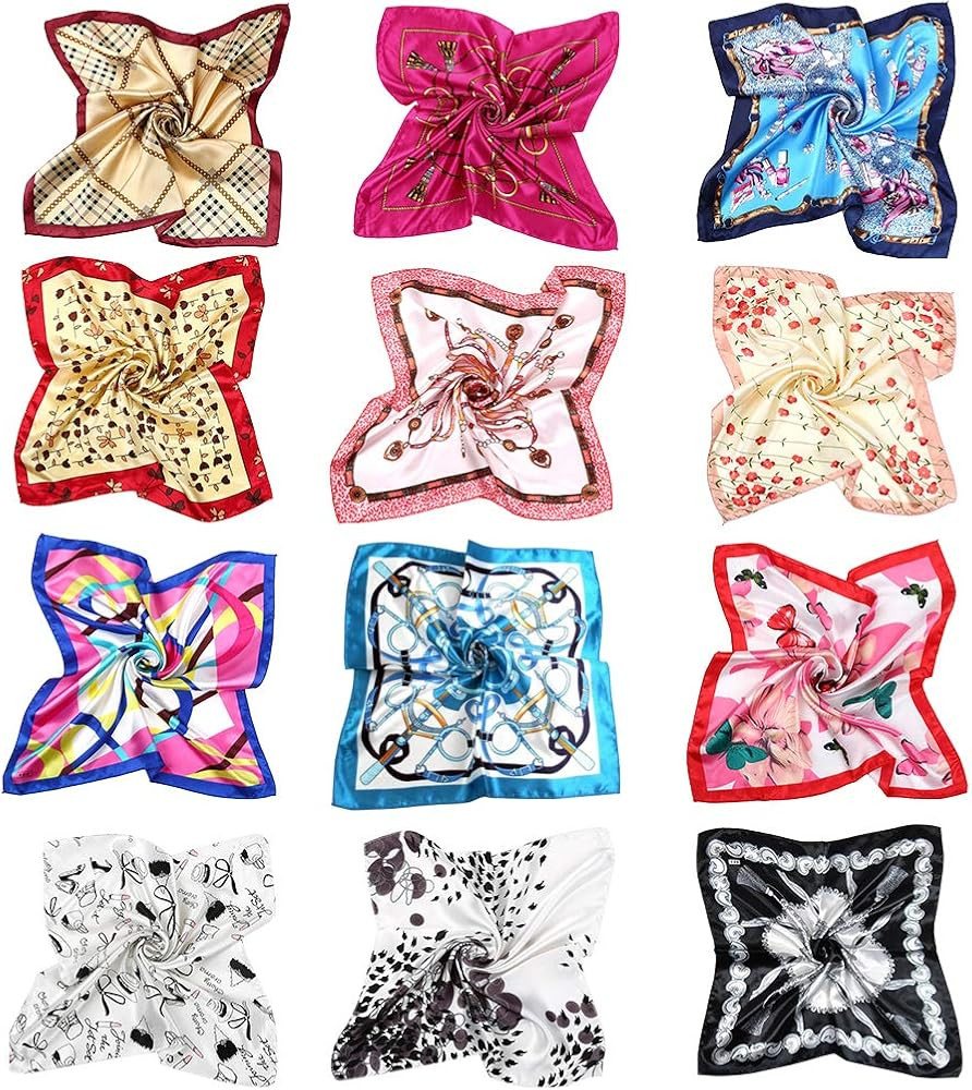 Vbiger Women Small Square Satin Scarf Mixed Neck Head Scarf Set 19.7 x 19.7 inches | Amazon (US)