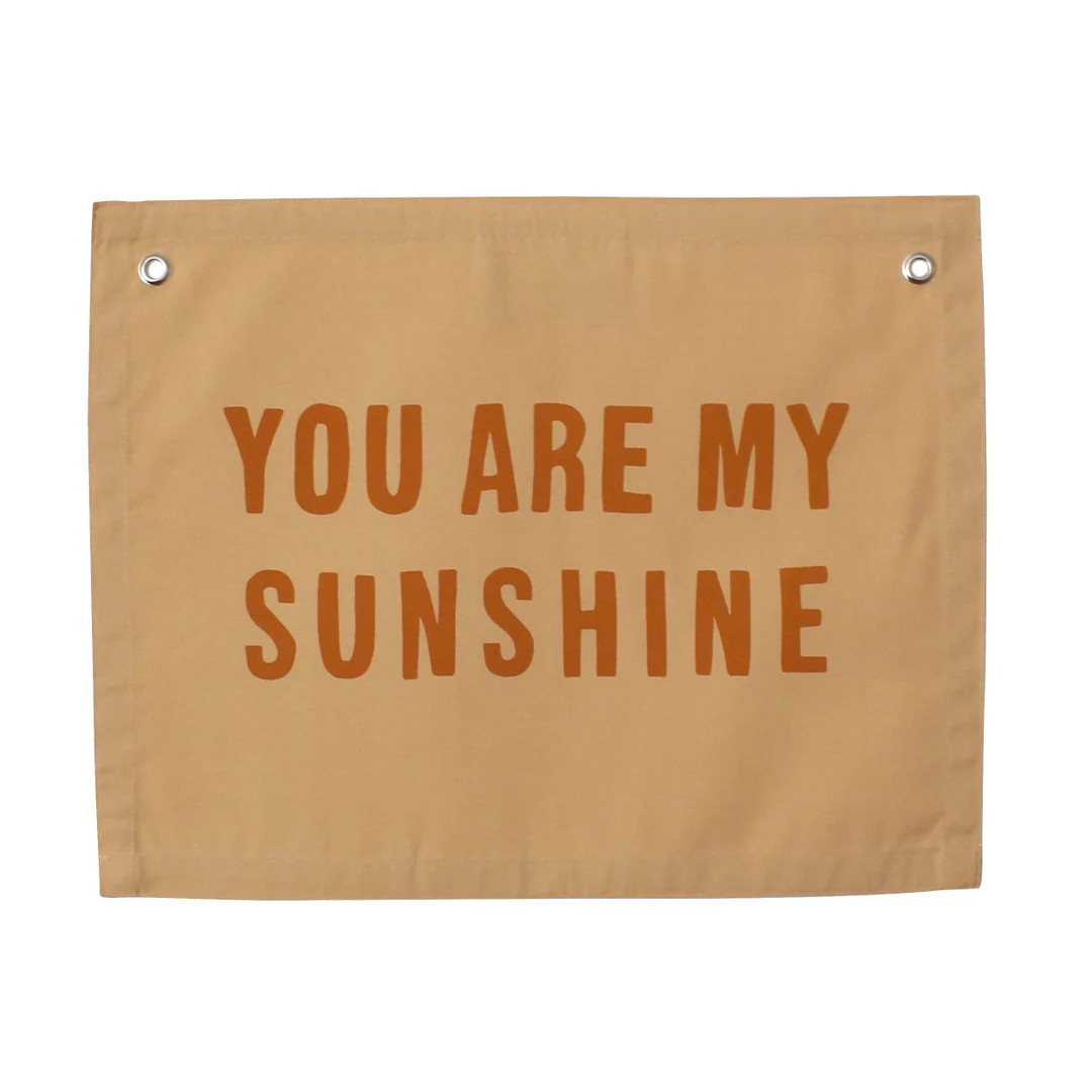 You Are My Sunshine Banner Peach Canvas Wall Flag Wall Art for Nursery Modern Kids Room Decor Kid... | Etsy (US)